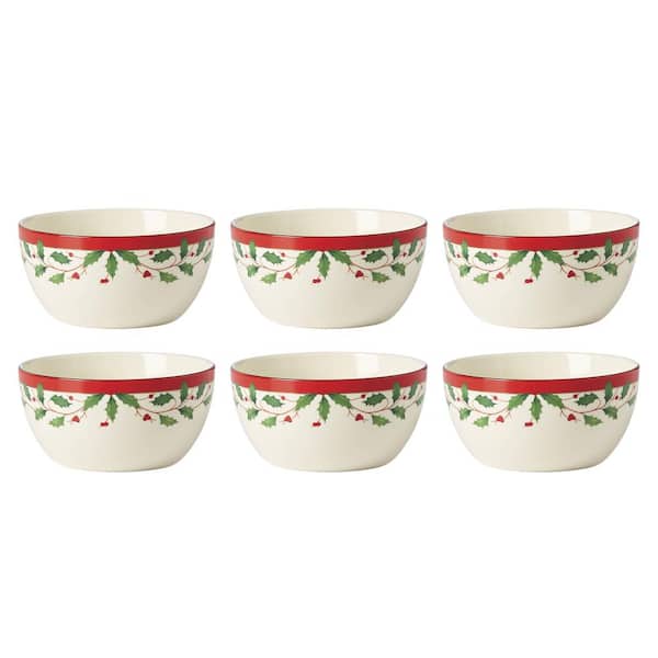 Lenox Holiday 18 fl. oz. Multi-Colored Porcelain Dessert Bowl (Set of 6)
