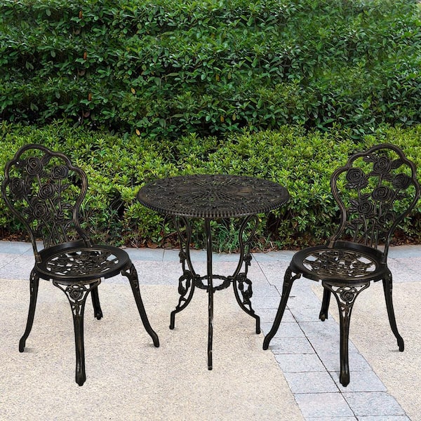 Casainc 3 Piece Aluminum Round Outdoor Bistro Set With Umbrella Hole Xg1015 The Home Depot