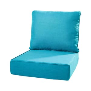 24 in. x 24 in. x 6 in. CushionGuard Outdoor Thicken Lounge Chair Deep Seat Replacement Cushion Set in Aquamarine