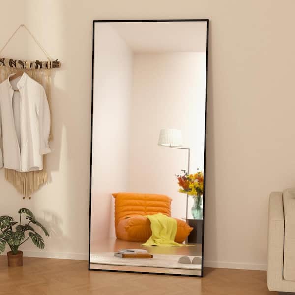 GOGEXX 24 in. W x 71 in. H Oversized Rectangle Full Length Mirror Framed Black Wall Mounted/Standing Mirror large Floor Mirror