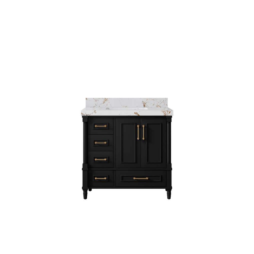Hudson 36 in. W x 22 in. D x 36 in. H Single Sink Bath Vanity Center in Black with 2 in. Viola Gold qt. Top price history on PriceWatchPro