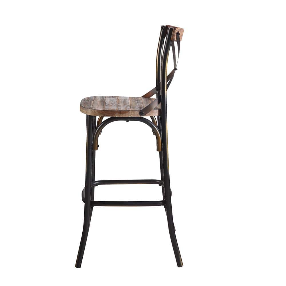Antique Copper and Oak X-Back Bar Chair