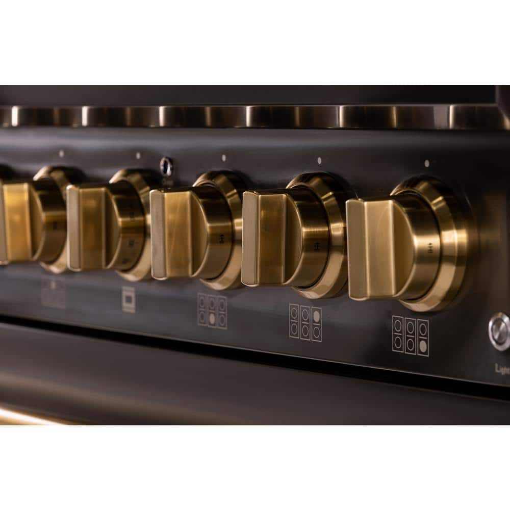 Gemstone 36" Titanium Stainless Steel Propane Gas Range with Gold Accents