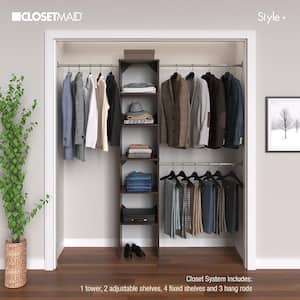 Style+ 72 in. W - 113 in. W Chocolate Narrow Wood Closet System