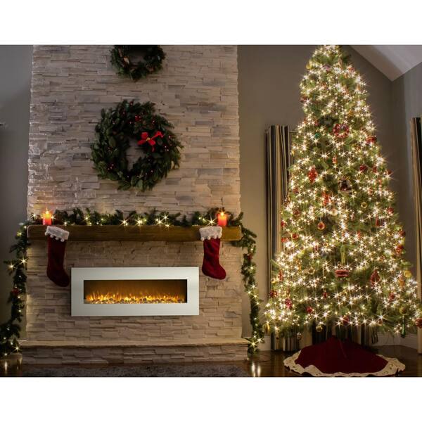 Northwest 50 in. Electric Fireplace Color Changing Wall in White