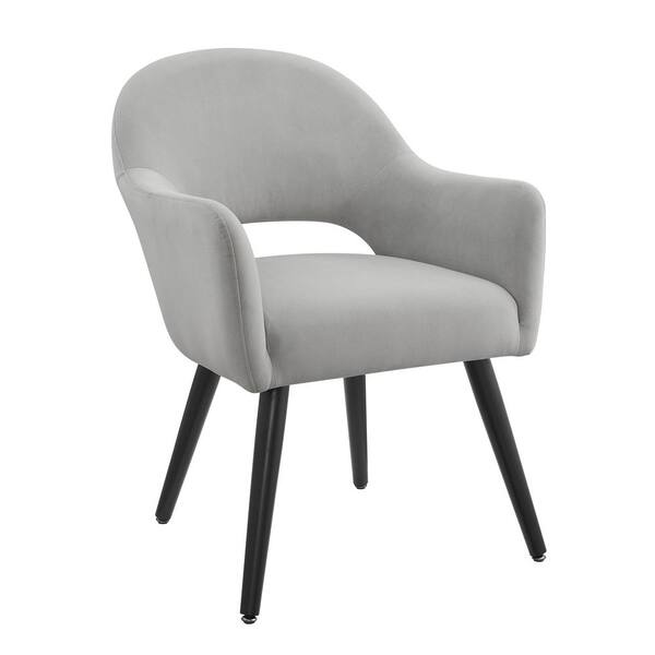 Linon Home Decor Jade Light Grey Faux Leather Dining Chair with Curved Back and Padded Seat