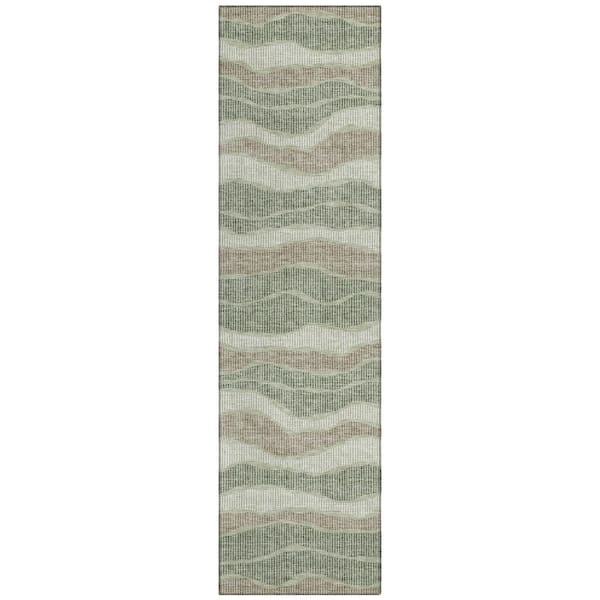 Chantille Machine Washable Indoor/Outdoor Abstract ACN2849 Celery 2 ft. x 7 ft. Runner Rug