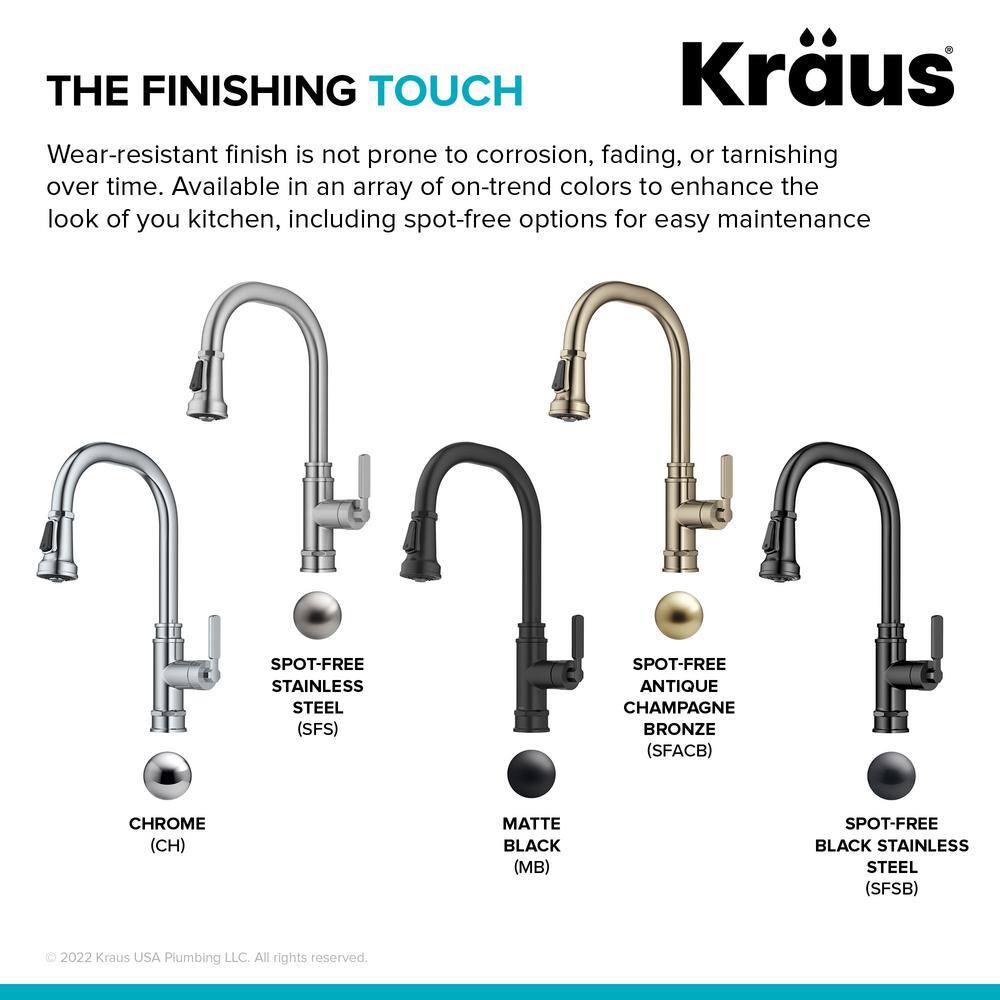 Chrome Industrial Pull-Down Single Handle Kitchen Faucet