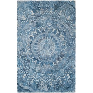 Marquee Blue/Ivory 5 ft. x 8 ft. Border Area Rug