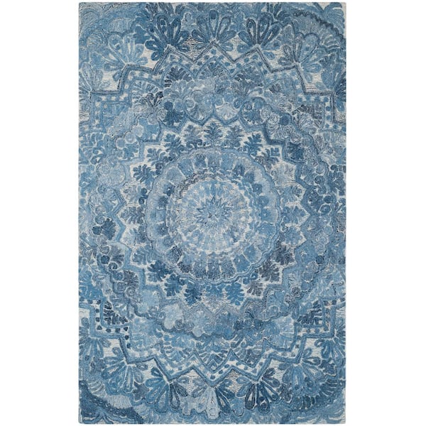 SAFAVIEH Marquee Blue/Ivory 5 ft. x 8 ft. Border Area Rug