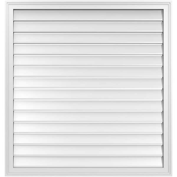 Ekena Millwork 40" x 42" Rectangular White PVC Paintable Gable Louver Vent Functional