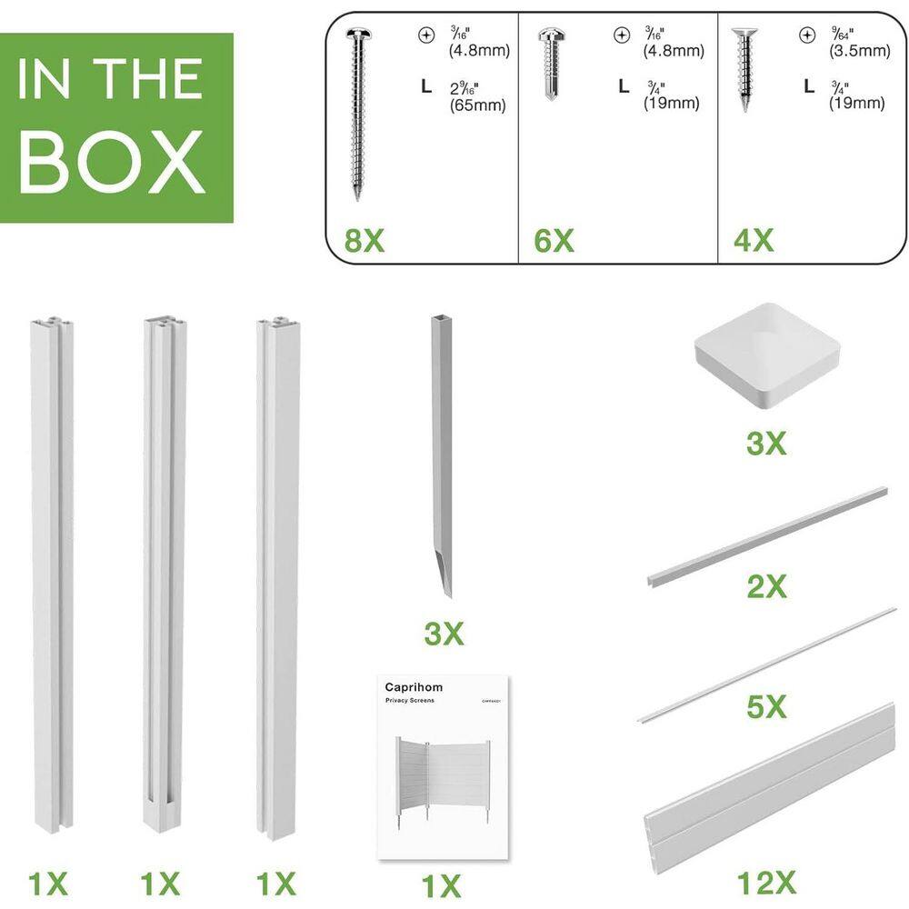 White Vinyl 50" x 50" Privacy Fence Panel Kit for Outdoor Use
