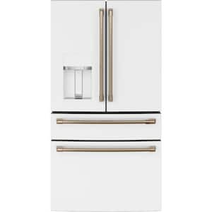 27.8 cu. ft. Smart 4- Door French Door Refrigerator with Convertible Middle Drawer in Matte White