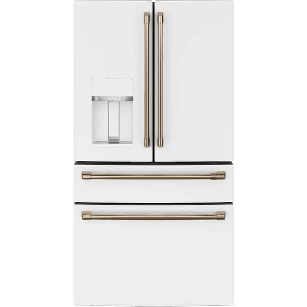 Cafe 27.8 cu. ft. Smart 4- Door French Door Refrigerator with Convertible Middle Drawer in Matte White