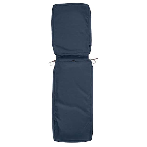 Classic Accessories Montlake FadeSafe 80 in. L x 26 in. W x 3 in. H Patio Chaise Lounge Cushion Slip Cover in Heather Indigo Blue