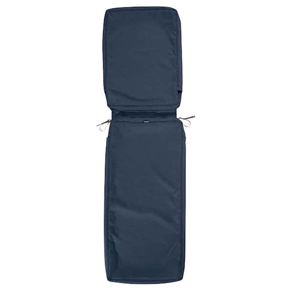 Classic Accessories Montlake FadeSafe 23 in. W x 74 in. L x 3 in. Thick Chaise Lounge Cushion Slip Cover in Heather Indigo