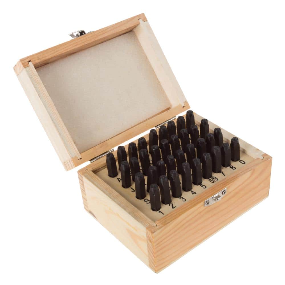 Stalwart 36-Piece Letter and Number Steel Punch Set with Wooden