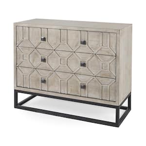 Genevieve I 39 in. L x 16 in. W Light Brown 3-Drawer Accent Cabinet