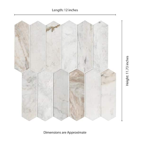 MSI Arabescato Venato White 12x12x0.38 in. Honed Marble Picket