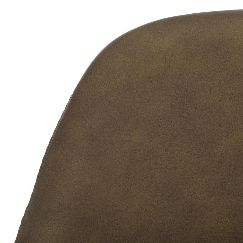 Olive Faux Leather Adjustable Swivel Barstool with Black Metal Base