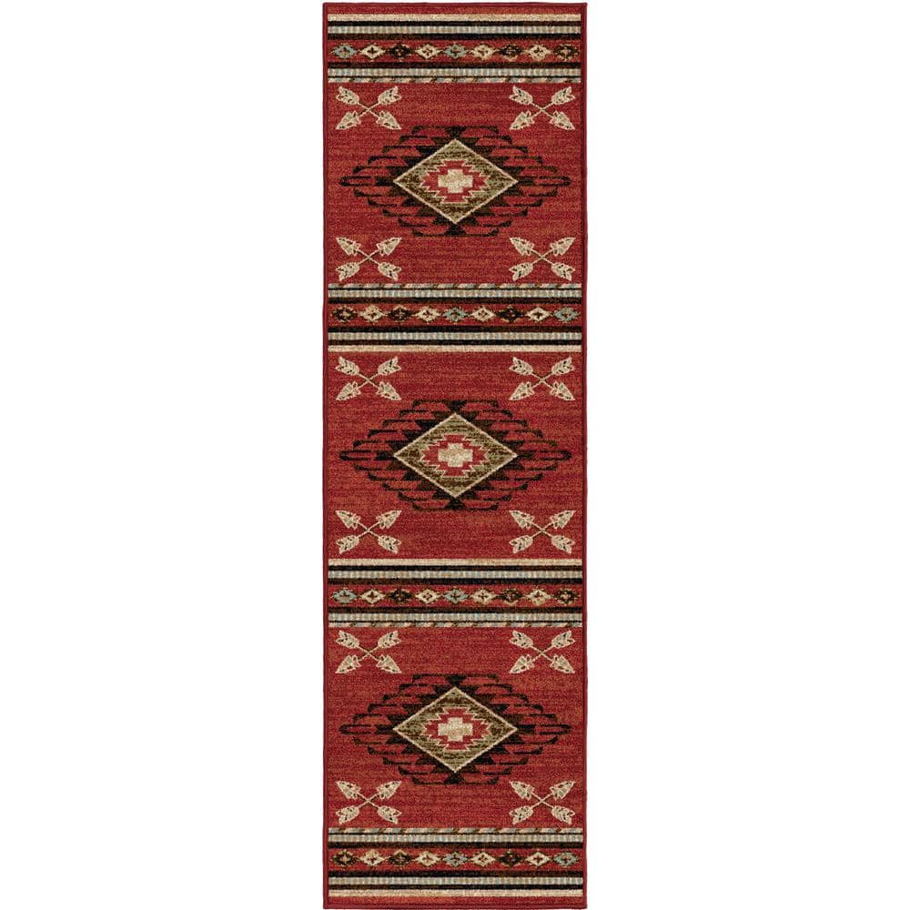 Mayberry Rug American Destination Arrowhead Red 2 ft. x 8 ft. Southwest ...