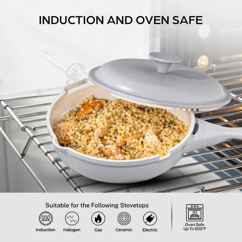 Gray Aluminum Nonstick Multi-Purpose Pan Set with Lid and Accessories