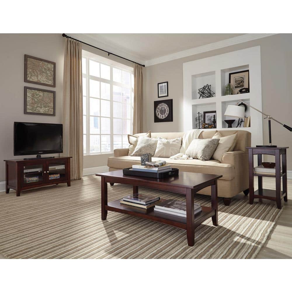 Transitional Shaker Cottage 36" Espresso TV Stand with Glass Cabinet