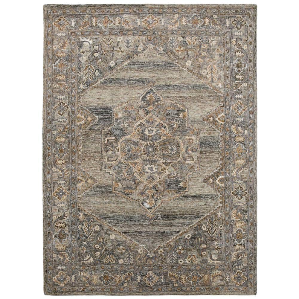 Elegant Gray 5' x 7' Hand-Tufted Wool & Viscose Area Rug