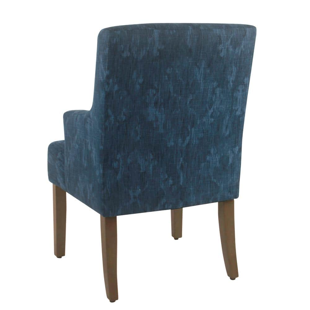 Meredith Distressed Blue Patterned Parsons Side Chair with Wood Legs