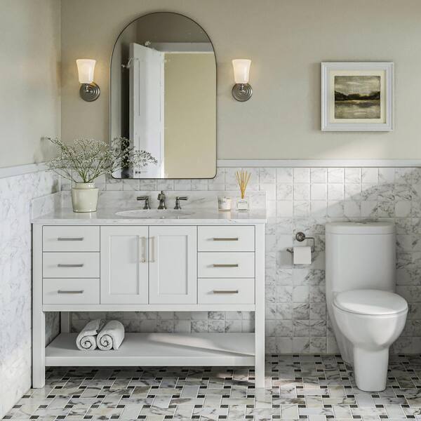 ARIEL Magnolia 49 in. W x 22 in. D x 36 in. H Bath Vanity in White with ...