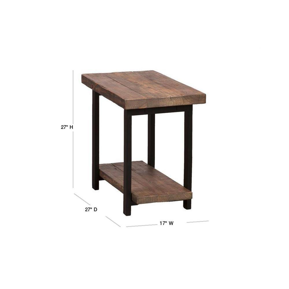 Pomona Rustic Natural Solid Pine and Metal 2-Tier End Table
