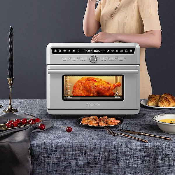 Costway 16-in-1 Air Fryer Oven 15.5 QT Toaster Oven Dehydrator Rotisserie  w/ Accessories Silver 