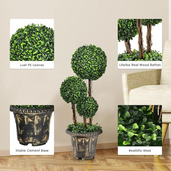 30 ft. Artificial Topiary Triple Ball Tree Plant Bonsai Category Indoor Outdoor UV Resistant