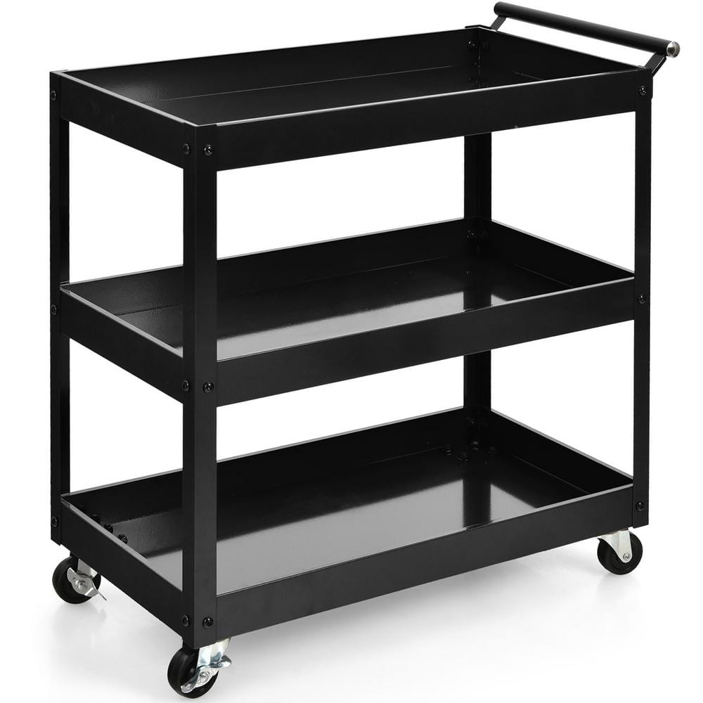 SPACELEAD 3 Tier Rolling Cart with Wheels, Storage Craft Art Cart Trolley  Organizer Serving Cart, 3 Hanging Baskets Easy Assembly, for Office, Living  Room, Kitchen, Black