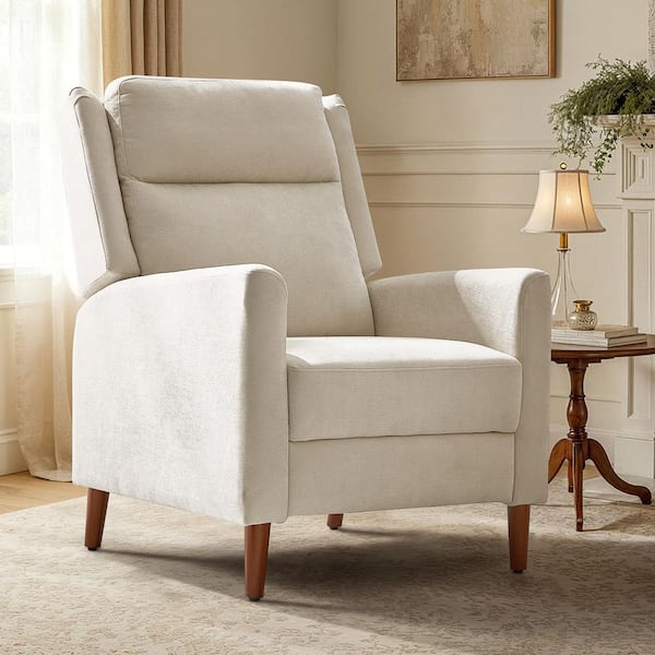 Iralda Beige Polyester Manual Push Back Recliner