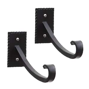 3.5 in. Tall Black Powder Coat Metal Lodge Up Curled Brackets with Multiple Hooks (Set of 2)