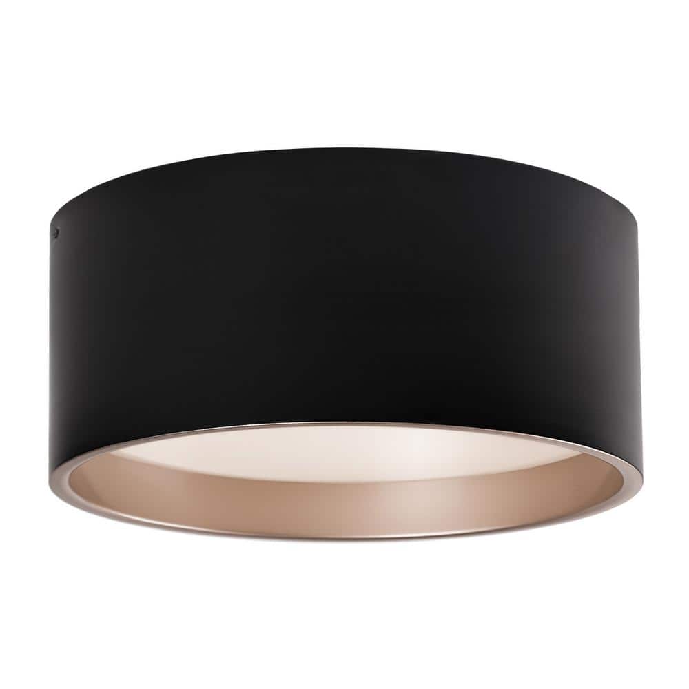 Globo Modern Matte Black Aluminum LED Drum Flush Mount