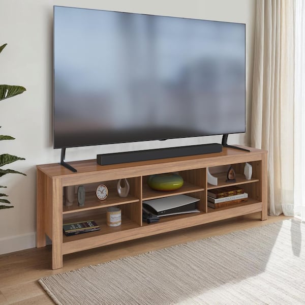 CorLiving Norio Brown TV Stand Fits TVs Up to 85 in. with Adjustable Shelves
