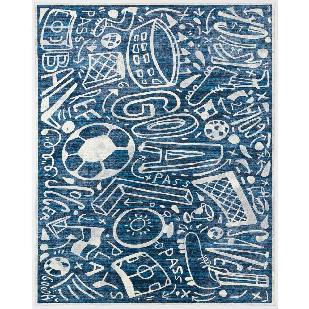 KALATY Sportsglyphs Blue 6 ft. Round Abstract Area Rug SY1263 R6 - The ...