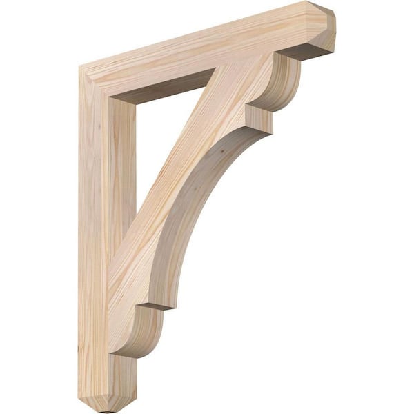 Ekena Millwork 3.5 in. x 30 in. x 26 in. Douglas Fir Olympic Craftsman Smooth Bracket