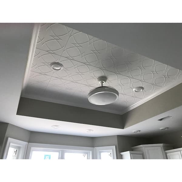 A La Maison Ceilings r82-8pw Circles and Stars Ceiling Tile, Plain White