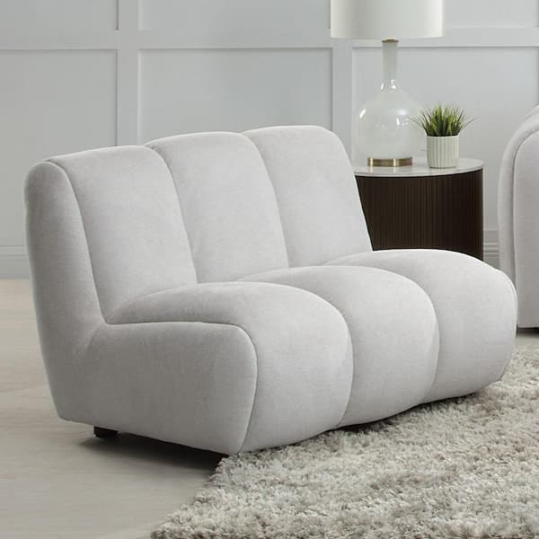 Manilla Ivory White Linen Balloon Chair (Set of 1) with No Additional Features