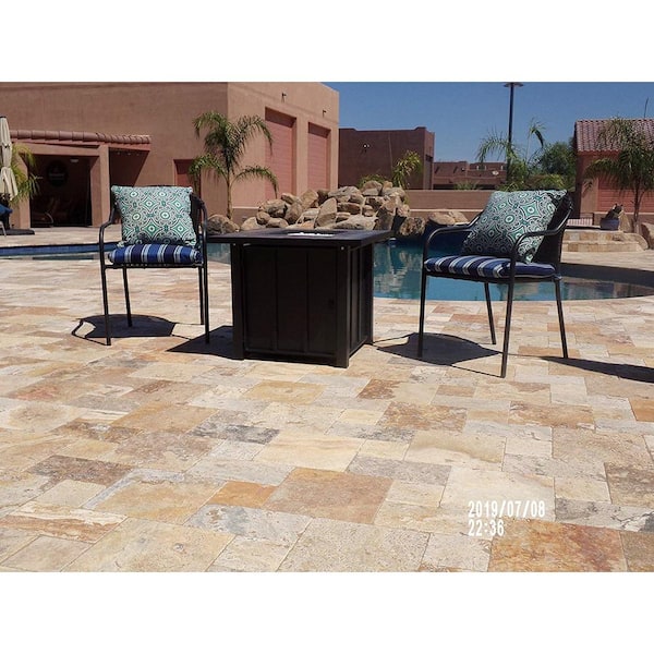 40,000 BTU 30 in. Square Brown Tile Top Propane Fire Pit