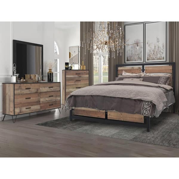 NEW CLASSIC HOME FURNISHINGS New Classic Furniture Elk River 4-Piece Rustic Queen Wood Bedroom Set (Bed, Dresser, Mirror, Chest)