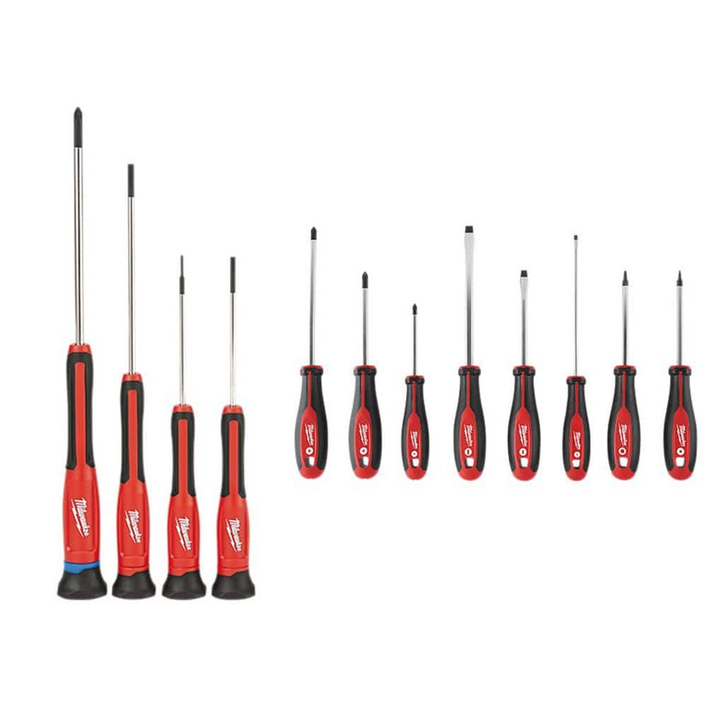 Milwaukee 4-Piece Precision Screwdriver Set with 8-Piece Screwdriver Kit with Square (12-Piece) 48-22-2604-48-22-2718 - The Home Depot