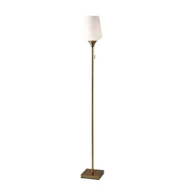 71 in. Brass 1 Light 1-Way (On/Off) Torchiere Floor Lamp for Liviing Room with Glass Novelty Shade