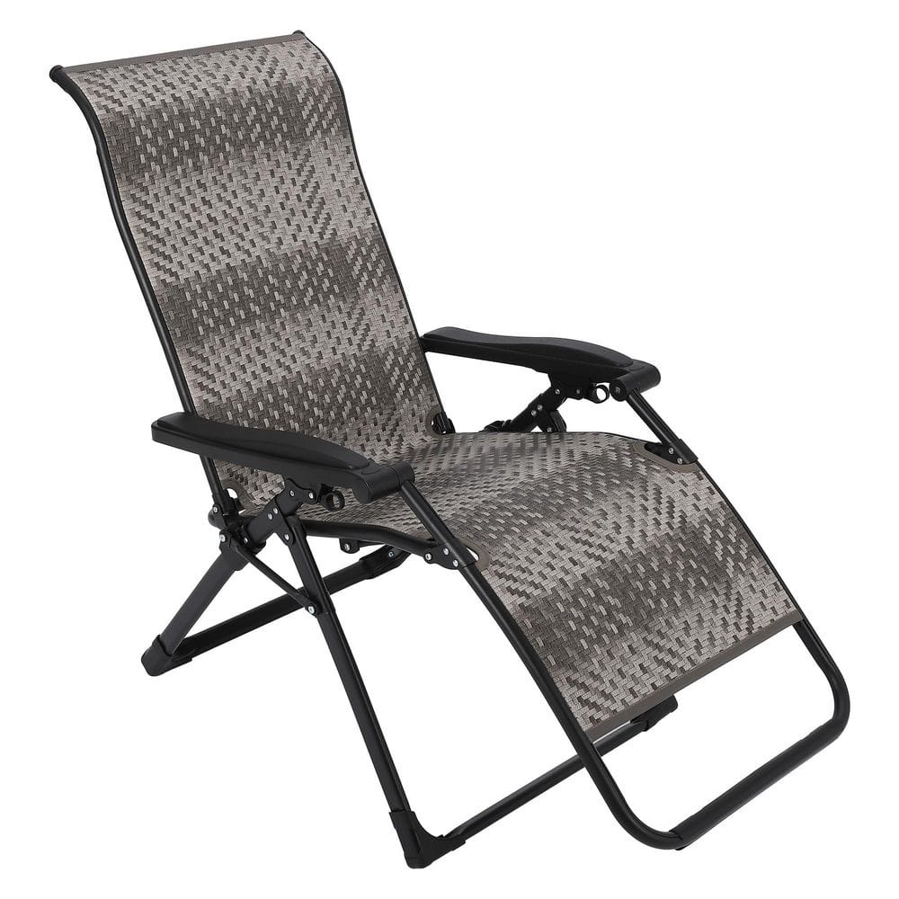 PUNK DRUNKERS 折りたたみチェア ブラック Black Steel Folding Outdoor Lounge Chair with PE Rattan Seat