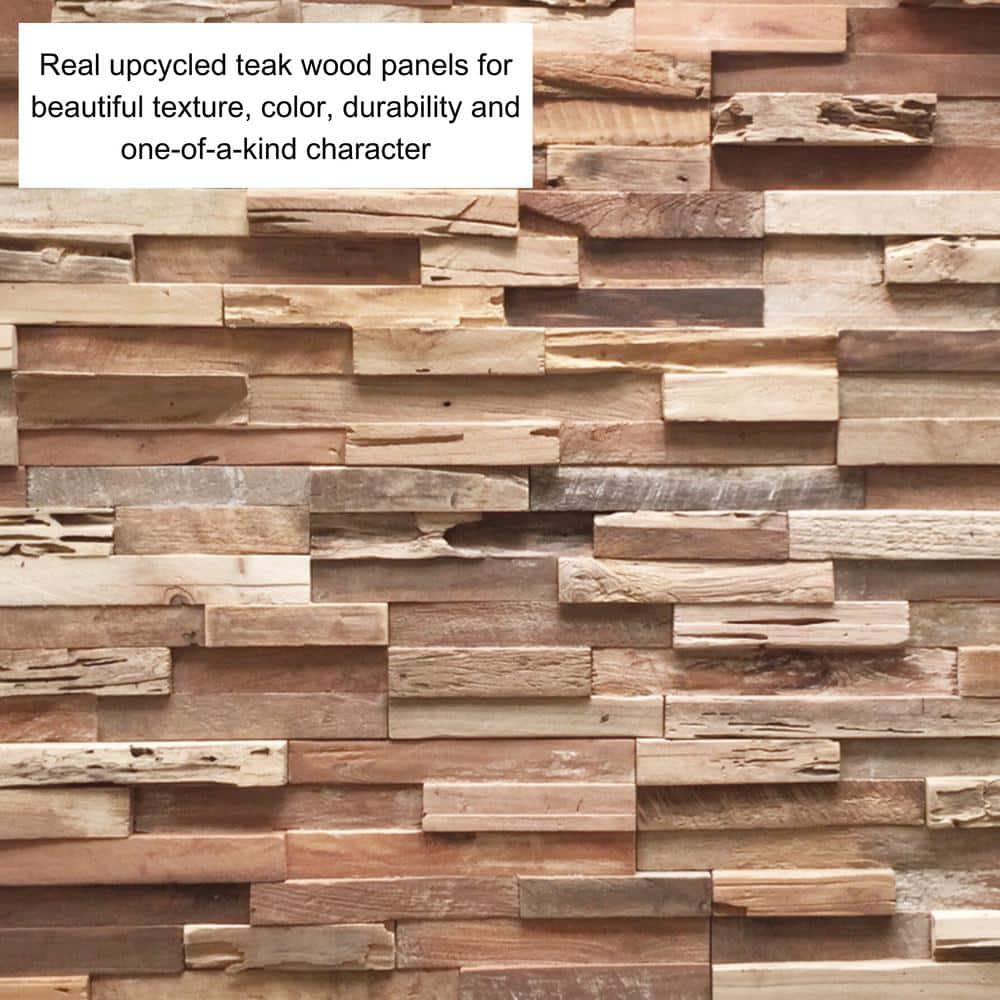 Teak Embossed Interlocking Wood Wall Panels