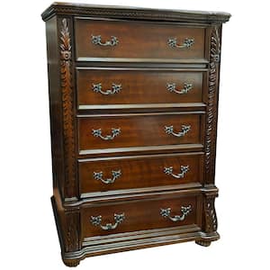 Barracuda 5-Drawer Cherry Solid Wood Chest 54 in. H 42 in. W x 19 in. D