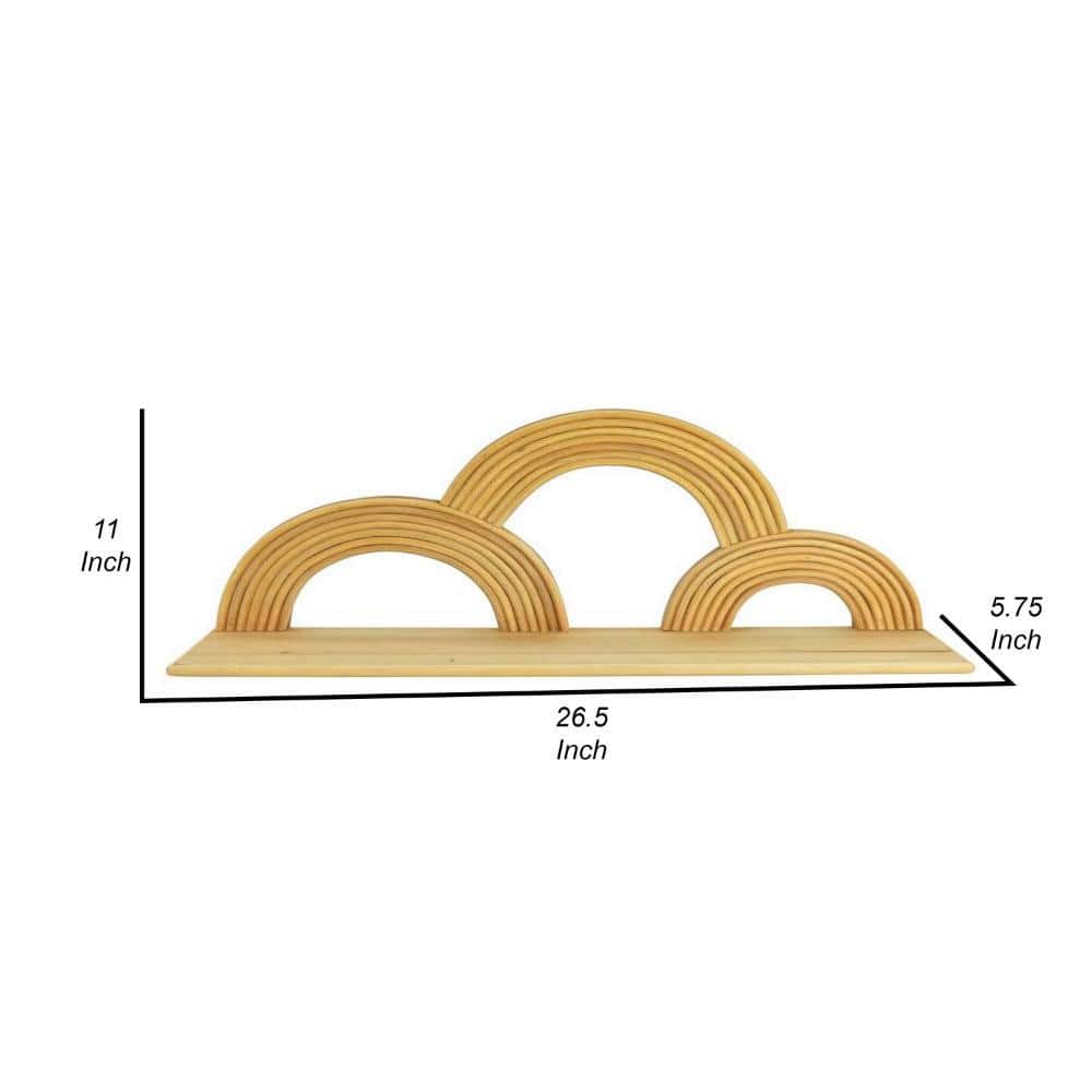 Natural Wood Semi-Circle Design Wall Shelf, 27 Inches